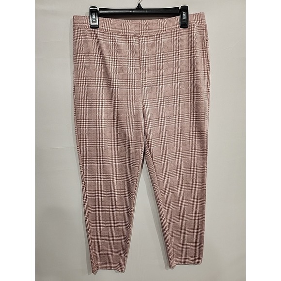 Halara Flex High-Waisted Pocket Houndstooth Plaid Skinny Pants XL Salmon Pink - Picture 1 of 11